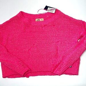 🔥HOLLISTER CROP SWEATER HOT PINK SZ XSMALL NEW